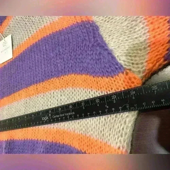 NWT Bellerina Women’s M Neon Stripe Mohair Sweater Colorblock Comfy Cozy‎ - Picture 8 of 11